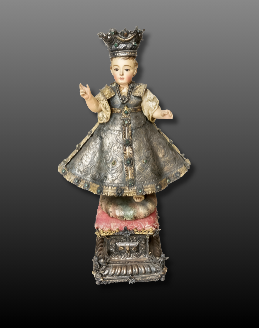 ESCULTURA niño jesús con vestido de plata