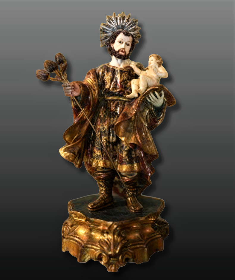 ESCULTURA san josé con el niño jesús policromada
